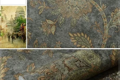 Rustic Black And Gold Wallpapers Vintage Wall Paper Embossed PVC ...