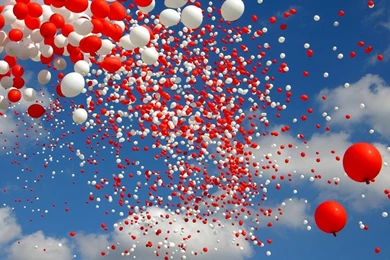 Red White Balloons Skyscapes Wallpapers