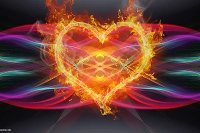Colorful Abstract Backgrounds With Love Heart Made Of Fire