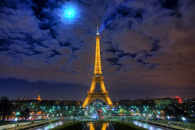 Eiffel Tower And Cloudy Sky, Night Photo Wallpapers And Images ...