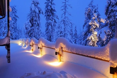 1280x1024 Winter House Lights Wallpapers