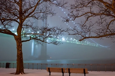 1280x1024 Winter Park Bench Wallpapers