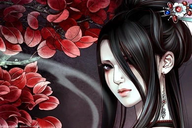 Girl Tattoo Black Long Hair Anime HD Wallpapers