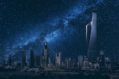 17 Kuwait The Stars Sky Night City Buildings Wallpapers