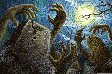 Scary Graveyard Night Hallowmas Halloween HD Desktop Wallpapers ...