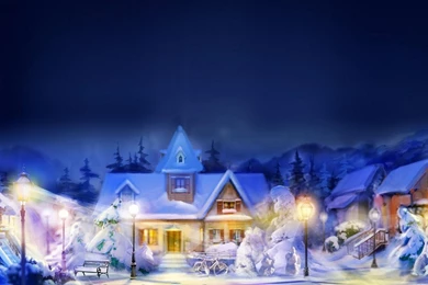 1920x1080 Village Winter Art Wallpapers