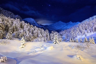 1920x1080 Night Winter Mountain Wallpapers
