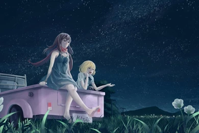Art Girls Car Night Anime Wallpapers