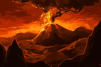 Realistic Volcano Drawing   Wallpaper.