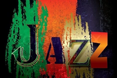 Abstract Wooden Red Backgrounds With Word Jazz