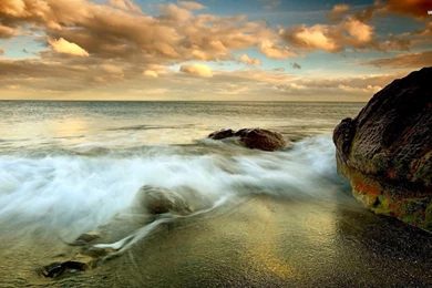 Cloudy Rocky Shore Wallpapers