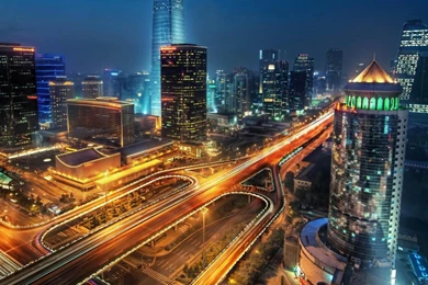 Lit Up Roads Cityscape HD Wallpapers