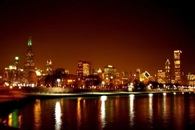 Chicago Skyline At Night   Invitation Templates