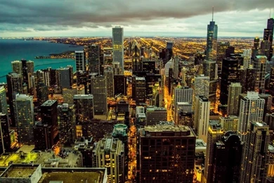 Chicago Skyline At Night Wallpapers HD Wallpapers