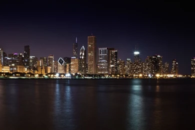 Chicago Night Buildings Sky Skyline Panorama Skyscrapers Wallpapers ...