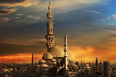 Download HD City Islamic Mosque Sunset Wallpapers