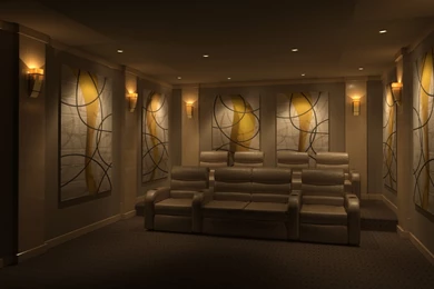 Interior : Beautiful Beige Home Theater Room Alongside Modern Sofa ...