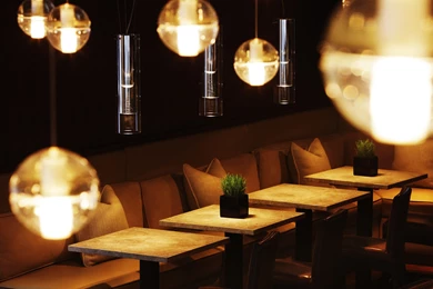 Download Wallpapers 3840x2160 Cafe, Creative, Tables, Lights ...