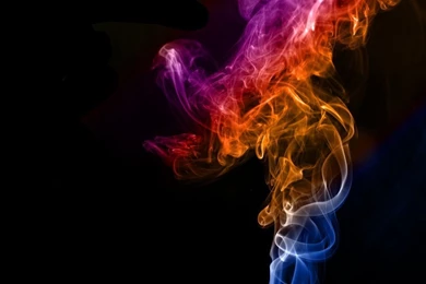 Colorful Smoke Abstract Curly On Black Backgrounds