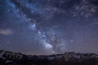 Download Wallpapers 2048x1152 Milky Way, Stars, Mountains, Night ...