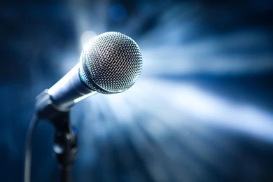 Microphone On Stage With Audience Wallpaper.