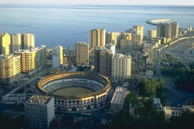 Wallpapers Sea, Skyscrapers, Arena, Malaga, Spain, Malaga Arena, Spain.