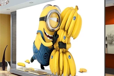 Cute Minions & Bananas Wallpapers Cartoon Movie Wall Mural ...