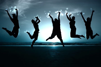 Download Wallpapers 1600x1200 People, Jump, Happiness, Beach ...