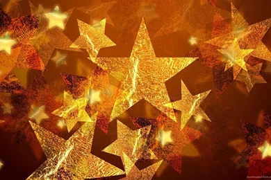 Download 1366x768 Golden Christmas Stars Wallpapers