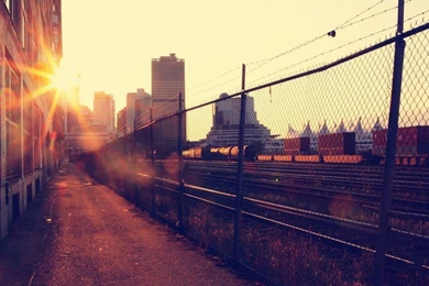 Sunset Cityscapes Vintage Buildings Vancouver Sunlight Railroads ...