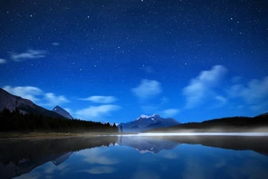 Wallpapers 1024x768 Night Landscape With Reflection Of Mountains ...
