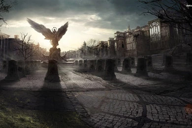 Cemetery In The Middle Of The City Wallpapers   Fantasy Wallpapers ...