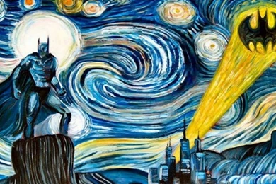 Van Gogh Starry Night Batman Mashup HD Wallpapers