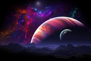 Purple Space Above The Mountains Mobile Wallpapers 3479