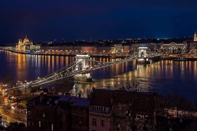 Night Budapest Bridge City Wallpapers