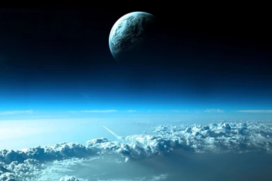 Planet On Top Of Blue Clouds Wallpapers