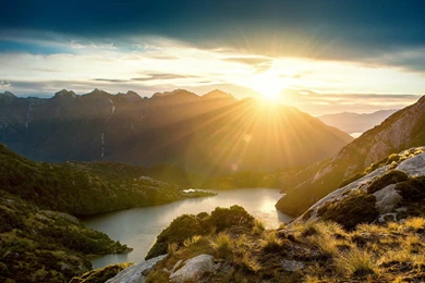 Sunshine Mountain Sky Blue Spring Nature Wallpapers