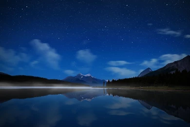Night Sky Over The Mountain Lake Wallpapers   Free Wide HD Wallpapers