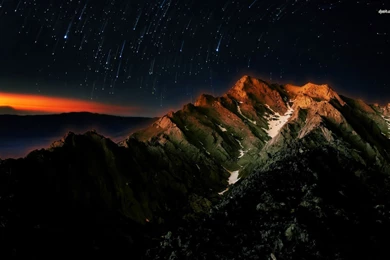 Starry Sky Over The Mountain Peak Wallpapers   Nature Wallpapers ...