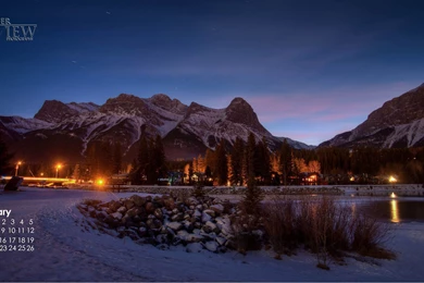 Wallpaper: Winter HDR Of Alberta Rocky Mountains At Night ::