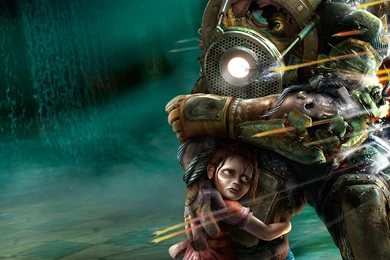 Big Daddy Bioshock Little Sister Video Games Wallpapers