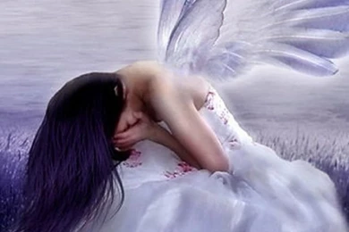 640x960 Sad Angel Purple Iphone 4 Wallpapers