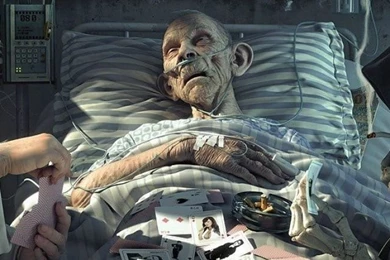 Angel And Death Playing Cards On Deathbed iPhone 5 Wallpapers