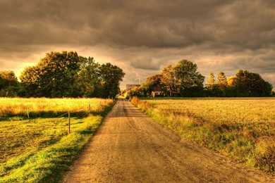 Country Dirt Road At Night   Wallpaper.
