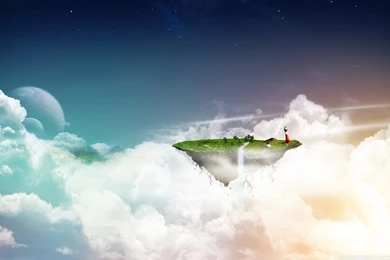 Floating Island HD Desktop Wallpapers : Fullscreen : Dual Monitor