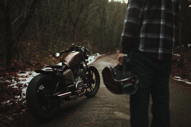 Landscapes, Vehicles, Motorbikes, Helmets, Guy, Bobber :: Wallpapers