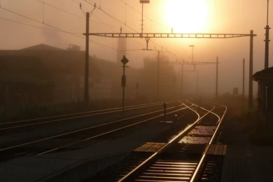 Railroad Tracks Sunset Wallpapers