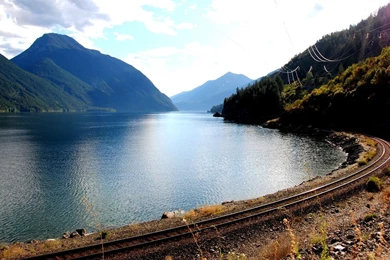 Railroad Tracks Lakes Wallpapers