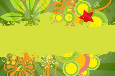 Green Sunburst Vector Backgrounds With Flowers