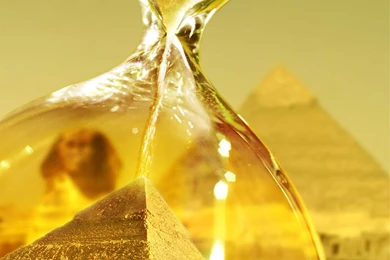 Wallpapers Clock, Yellow, Pyramid, Gold, Sphinx, Egypt, Hourglass.